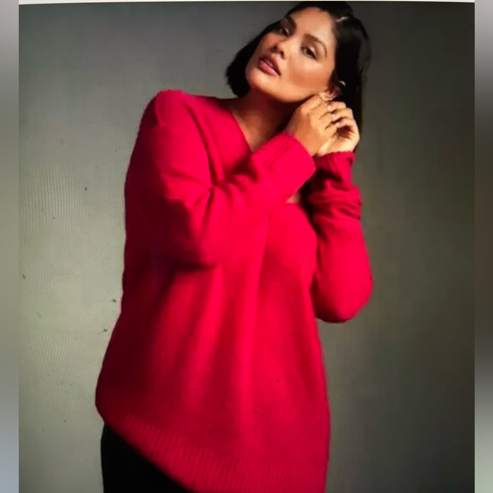 Anthropologie Cashmere V-Neck Relaxed Sweater